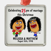 Happy Marriage Christmas Cartoon Ornament Aus Metall (Vorne)