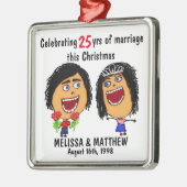 Happy Marriage Christmas Cartoon Ornament Aus Metall (Links)