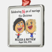 Happy Marriage Christmas Cartoon Ornament Aus Metall (Links)