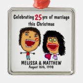 Happy Marriage Christmas Cartoon Ornament Aus Metall (Vorne)