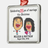 Happy Marriage Christmas Cartoon Ornament Aus Metall (Links)