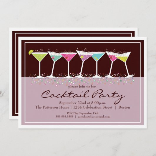 Happy Martinis Cocktail Party Einladung (Vorne/Hinten)