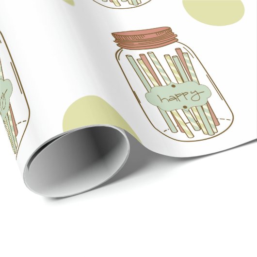 Happy Mason Glas und Strohpapier Geschenkpapier (Rolleneckpunkt)