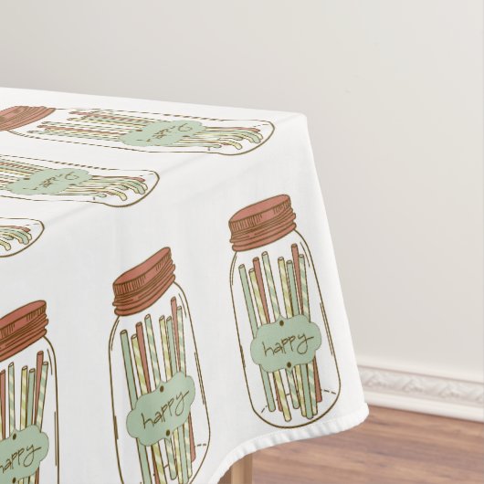 Happy Mauon Jar und Strohhalm Picknickdecke Tischdecke (Beispiel)