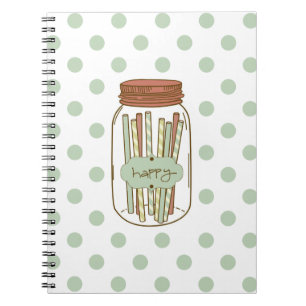 Happy Mauon Jar und Strohhalm Spiralheft Notizblock