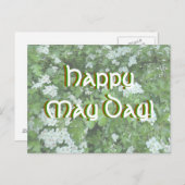 Happy May Day Postcard mit Hawthorn Bloom Postkarte (Vorne/Hinten)