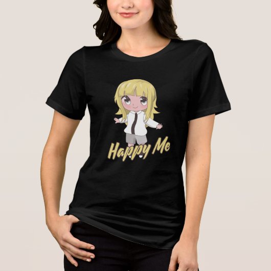 Happy Me Chibi-Anime Tri-Blend Shirt (Vorderseite)