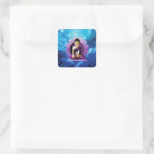 Happy Meditating Buddha Quadratischer Aufkleber (Tasche)