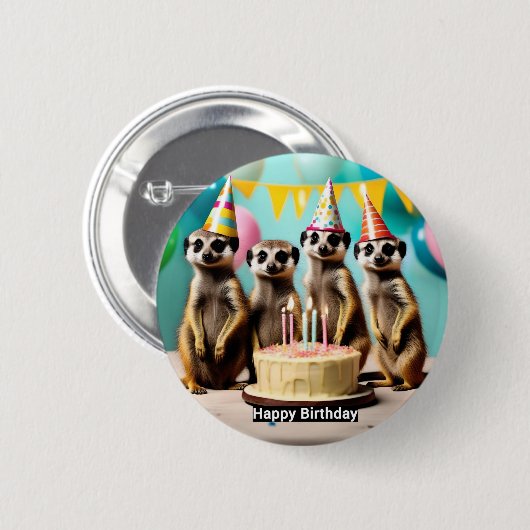 Happy Meerkat Birthday, Button (Vorne & Hinten)