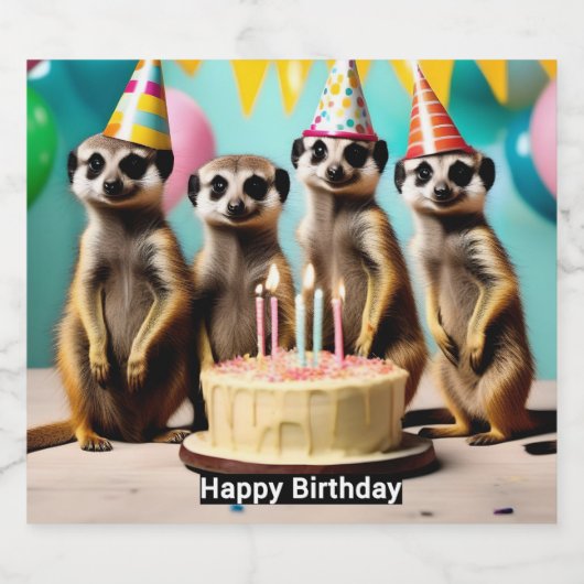 Happy Meerkat Birthday, Schaumweinetikett (Einzelnes Label)