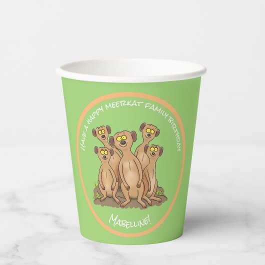 Happy meerkat Cartoon Pappbecher (Vorderseite)