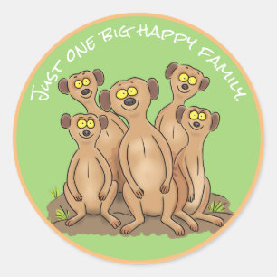 Happy meerkat Cartoon Runder Aufkleber