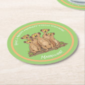 Happy meerkat Cartoon Runder Pappuntersetzer (Angewinkelt)