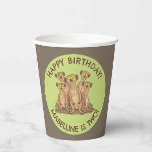 Happy meerkats personalisiert Geburtstag Cartoon Pappbecher