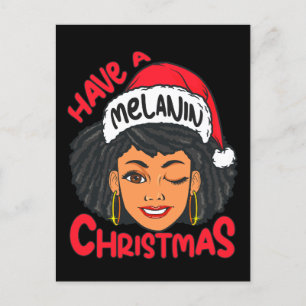 Happy Melanin Christmas Merry X-mas Black Sista Feiertagspostkarte
