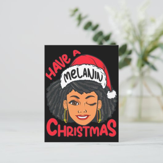 Happy Melanin Christmas Merry X-mas Black Sista Postkarte (Stehend Vorderseite)