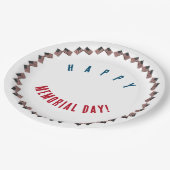 Happy Memorial Day American Flag Paper Plate Pappteller (Schrägansicht)