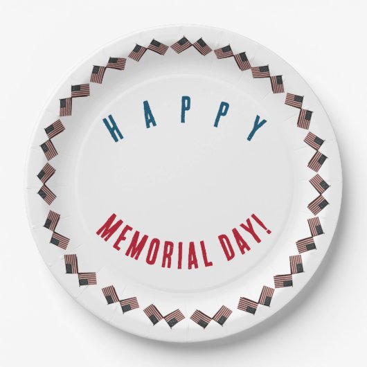 Happy Memorial Day American Flag Paper Plate Pappteller (Vorderseite)