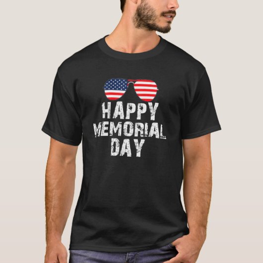 Happy Memorial Day American Flag Sonnenbrille T-Shirt (Vorderseite)