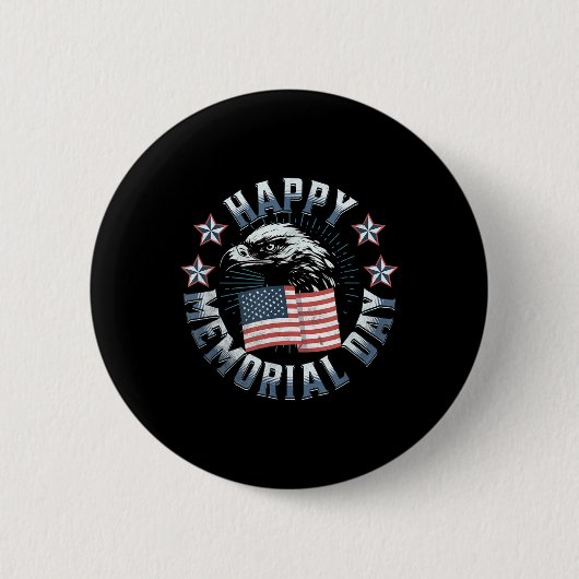 Happy Memorial Day Bald Eagle American Flag Button (Vorderseite)