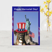 Happy Memorial Day Boxer Hundekarte Karte (Gelbe Blume)