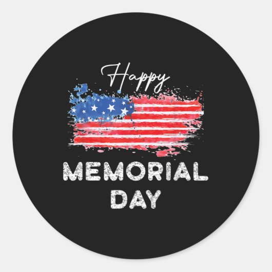 Happy Memorial Day Elegantes Design Runder Aufkleber (Vorderseite)