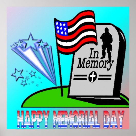 Happy Memorial Day - Flag Gravestone Poster (Vorne)