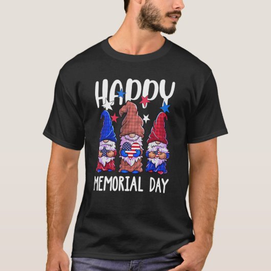 Happy Memorial Day Gnome Usa Flag American Patriot T-Shirt (Vorderseite)