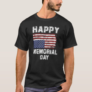 Happy Memorial Day Grungy Text USA Flag T-Shirt