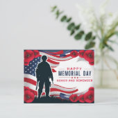 Happy Memorial Day Red Poppies Military Postkarte (Stehend Vorderseite)