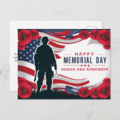 Happy Memorial Day Red Poppies Military Postkarte (Vorne/Hinten)