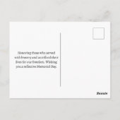 Happy Memorial Day Red Poppies Military Postkarte (Rückseite)