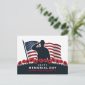 Happy Memorial Day Red Poppies Military Postkarte (Stehend Vorderseite)