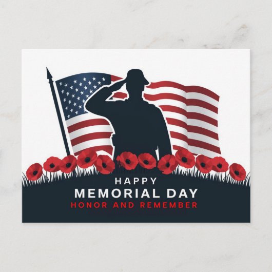 Happy Memorial Day Red Poppies Military Postkarte (Vorderseite)