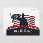 Happy Memorial Day Red Poppies Military Postkarte (Vorne/Hinten)