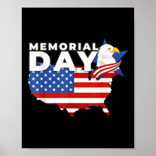 Happy Memorial Day Usa Flag Honorar 4. Juli Poster