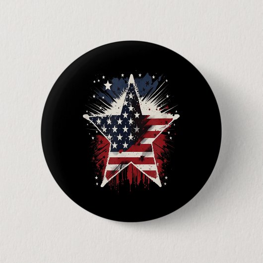 Happy Memorial Day Veteran American US Star Flag Button (Vorderseite)