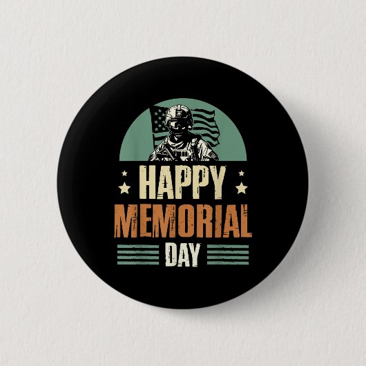 Happy Memorial Day Veteran Military Combat Button (Vorderseite)