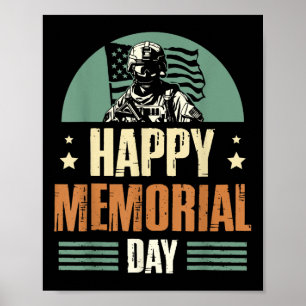 Happy Memorial Day Veteran Military Combat Poster