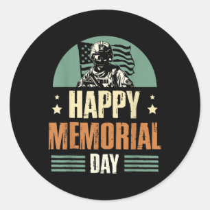 Happy Memorial Day Veteran Military Combat Runder Aufkleber
