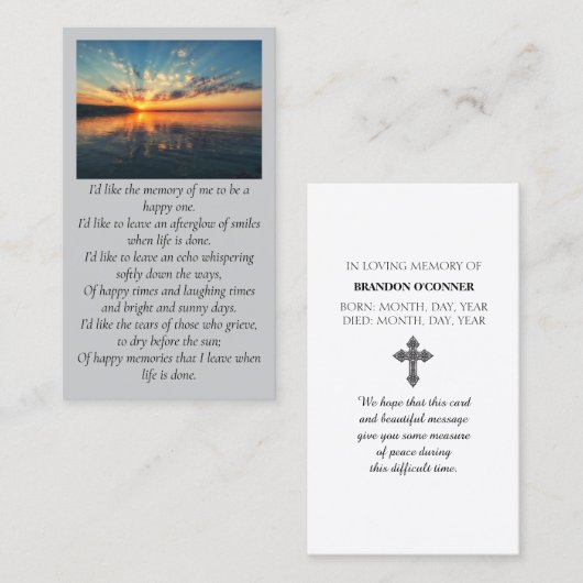 Happy Memory Purple Oange Yellow Blue Sympathy Visitenkarte (Vorne/Hinten)