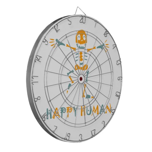 Happy menschliche Skelett Keramik Fliesen Dartscheibe (Vorderseite Links)