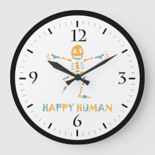 Happy menschliche Skelett Keramik Fliesen Große Wanduhr