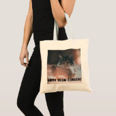 "Happy Meow" Cat Tote Bag - Spooky Niedlich Tragetasche (Vorderseite (Produkt))