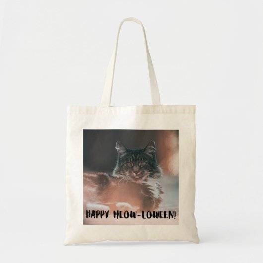 "Happy Meow" Cat Tote Bag - Spooky Niedlich Tragetasche (Vorne)