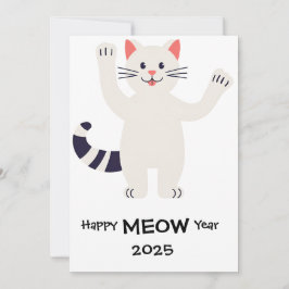 Happy MEOW Jahr 2025 Lächelnde Katzenkarte Feiertagskarte