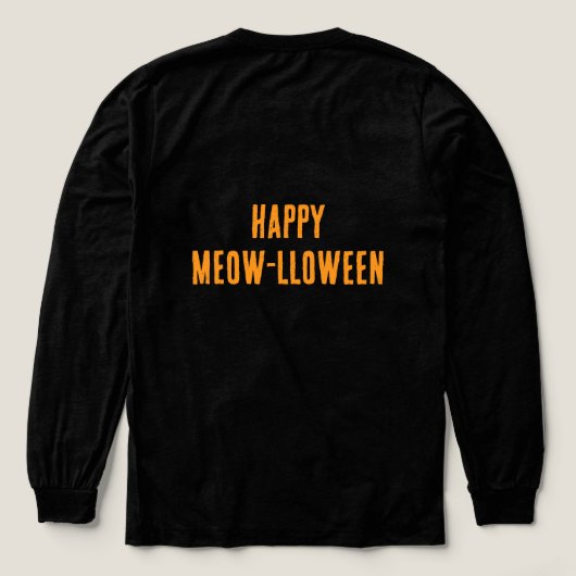Happy Meow-lloween Long Sleeved T Shirt (Design Rückseite)