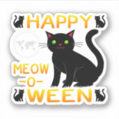 Happy Meow-O-Ween Aufkleber (Vorderseite)