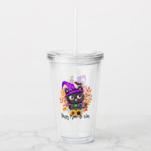 Happy Meow-o-ween - Black Hexenkatze Acryltrinkbecher