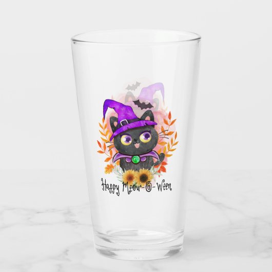 Happy Meow-o-ween - Black Hexenkatze Glas (Rückseite)